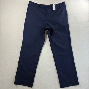 Banana Republic Slim Fit Dress Pants Men 38x32 Blue Stretch Travel AOP Check NWT